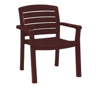 Grosfillex 461190 Acadia Classic Dining Chair Armchair, Stacking, Bordeaux, 12/CS