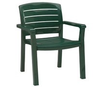 Grosfillex 461190 Acadia Classic Dining Chair Armchair, Stacking, Green, 12/CS