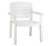 Grosfillex 461190 Acadia Classic Dining Chair Armchair, Stacking, White, Sold in Qty of 12