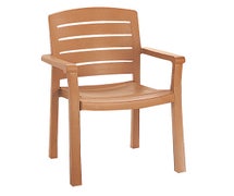 Grosfillex 461190 Acadia Classic Dining Chair Armchair, Stacking, Teakwood, 12/CS