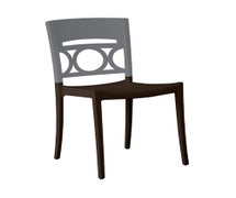 Grosfillex Moon Side Chair, 17-1/2"H Seat, Titanium Gray Backrest, Charcoal Seat, 4/CS