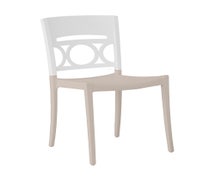Grosfillex Moon Side Chair, 17-1/2"H Seat, Glacier White Backrest, Linen Seat, 16/CS