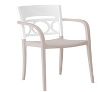 Grosfillex Moon Arm Chair, 17-1/2"H Seat, Glacier White Backrest, Linen Seat, 16/CS