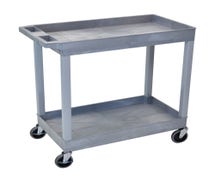 Luxor EC11-G Black 32 x 18 Tub Cart, Two Shelves, Gray