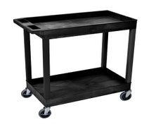 Luxor EC11-B Black 32 x 18 Tub Cart, Two Shelves, Black