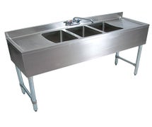 Central Restaurant Underbar Sink - 3 Bowls, (2) 24" Drainboards, 7 Feet Long, 18"D