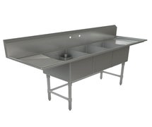 Tarrison TACDS318LR - Three Compartment Sink with (2) 17.875" Drainboard on the left and right, 90"W x 27.5"D x 45"H