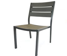 Plantation Prestige 8770700 Durango Stackable Aluminum-Frame Side Chair with Faux Wood Slats