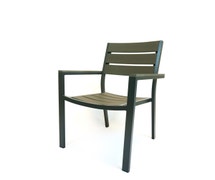 Plantation Prestige 8771100 Durango Stackable Aluminum-Frame Dining Chair with Faux Wood Slats