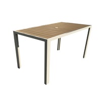 Plantation Prestige 8773361 Durango Aluminum-Frame Bar Table with Faux Wood Slats, 61"Wx33"Dx40"H
