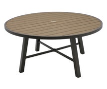 Plantation Prestige 8775000 Durango 50" Round Aluminum-Frame Dining Table with Faux Wood Slats