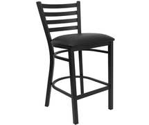 Flash Furniture Ladder Back Metal Restaurant Barstool with Vinyl Seat, Black