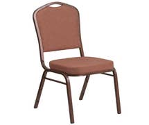 Flash Furniture FD-C01-COP-1-GG HERCULES Crown Back Stacking Banquet Chair with Brown Fabric and 2.5'' Thick Seat - Copper Vein Frame
