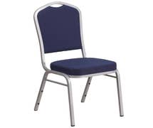 Flash Furniture FD-C01-S-2-GG HERCULES Crown Back Stacking Banquet Chair with Navy Fabric and 2.5'' Thick Seat - Silver Frame