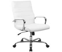 Flash Furniture GO-2286H-WH-GG High Back White Faux Leather Executive Swivel Office Chair with Chrome Arms