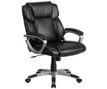 Flash Furniture GO-2236M-BK-GG Mid-Back Black Faux Leather Executive Swivel Chair with Padded Arms