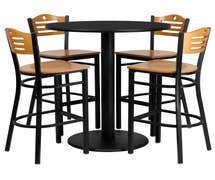 Flash Furniture MD-0020-GG Black Bar Height Table and Four Stools Set, Metal