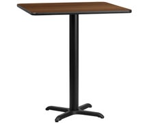 Flash Furniture 24'' Square Laminate Table Top with 22'' x 22'' Bar Height Table Base  - Walnut