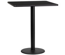 Flash Furniture XU-BLKTB-2424-TR18B-GG 24'' Square Laminate Table Top with 18'' Round Bar Height Table Base  - Black
