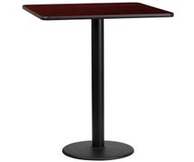 Flash Furniture XU-BLKTB-2424-TR18B-GG 24'' Square Laminate Table Top with 18'' Round Bar Height Table Base  - Mahogany