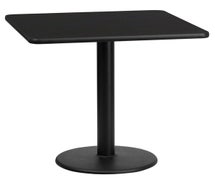 Flash Furniture XU-BLKTB-2424-TR18-GG 24'' Square Laminate Table Top with 18'' Round Table Height Base  - Black