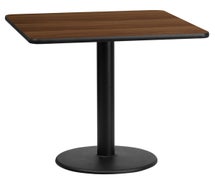 Flash Furniture XU-BLKTB-2424-TR18-GG 24'' Square Laminate Table Top with 18'' Round Table Height Base  - Walnut