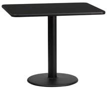 Flash Furniture XU-BLKTB-2430-TR18-GG 24'' x 30'' Rectangular Black Laminate Table Top with 18'' Round Table Height Base, Black