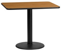 Flash Furniture XU-NATTB-2430-TR18-GG 24'' x 30'' Rectangular Black Laminate Table Top with 18'' Round Table Height Base, Natural