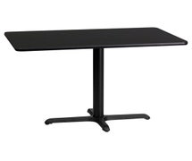 Flash Furniture XU-BLKTB-2442-T2230-GG 24'' x 42'' Rectangular Black Laminate Table Top with 22'' x 30'' Table Height Base, Black