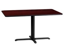 Flash Furniture XU-MAHTB-2442-T2230-GG 24'' x 42'' Rectangular Black Laminate Table Top with 22'' x 30'' Table Height Base, Mahogany