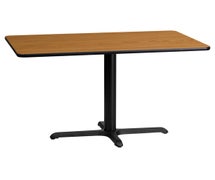 Flash Furniture XU-NATTB-2442-T2230-GG 24'' x 42'' Rectangular Black Laminate Table Top with 22'' x 30'' Table Height Base, Natural