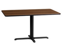 Flash Furniture XU-WALTB-2442-T2230-GG 24'' x 42'' Rectangular Black Laminate Table Top with 22'' x 30'' Table Height Base, Walnut