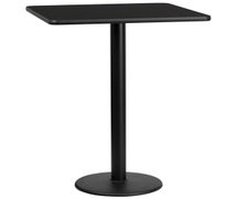 Flash Furniture XU-BLKTB-3030-TR18B-GG 30'' Square Laminate Table Top with 18'' Round Bar Height Table Base  - Black