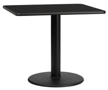 Flash Furniture XU-BLKTB-3030-TR18-GG 30'' Square Laminate Table Top with 18'' Round Table Height Base  - Black