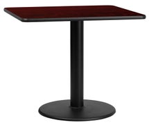Flash Furniture XU-MAHTB-3030-TR18-GG 30'' Square Black Laminate Table Top with 18'' Round Table Height Base, Mahogany