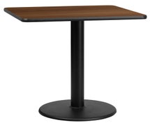 Flash Furniture XU-BLKTB-3030-TR18-GG 30'' Square Laminate Table Top with 18'' Round Table Height Base  - Walnut