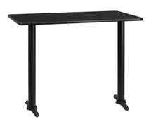 Flash Furniture XU-BLKTB-3042-T0522B-GG 30'' x 42'' Rectangular Black Laminate Table Top with 5'' x 22'' Bar Height Table Bases, Black