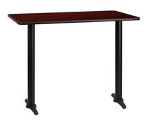 Flash Furniture XU-MAHTB-3042-T0522B-GG 30'' x 42'' Rectangular Black Laminate Table Top with 5'' x 22'' Bar Height Table Bases, Mahogany