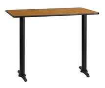Flash Furniture XU-NATTB-3042-T0522B-GG 30'' x 42'' Rectangular Black Laminate Table Top with 5'' x 22'' Bar Height Table Bases, Natural