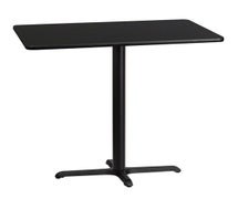 Flash Furniture XU-BLKTB-3042-T2230B-GG 30'' x 42'' Rectangular Black Laminate Table Top with 22'' x 30'' Bar Height Table Base, Black