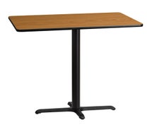 Flash Furniture XU-NATTB-3042-T2230B-GG 30'' x 42'' Rectangular Black Laminate Table Top with 22'' x 30'' Bar Height Table Base, Natural