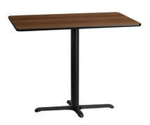 Flash Furniture XU-WALTB-3042-T2230B-GG 30'' x 42'' Rectangular Black Laminate Table Top with 22'' x 30'' Bar Height Table Base, Walnut