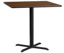 Flash Furniture 36'' Square Laminate Table Top with 30'' x 30'' Bar Height Table Base  - Walnut