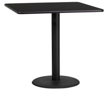 Flash Furniture XU-BLKTB-3636-TR24B-GG 36'' Square Laminate Table Top with 24'' Round Bar Height Table Base  - Black
