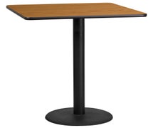 Flash Furniture XU-NATTB-3636-TR24B-GG 36'' Square Black Laminate Table Top with 24'' Round Bar Height Table Base, Natural