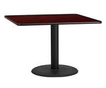 Flash Furniture XU-BLKTB-3636-TR24-GG 36'' Square Laminate Table Top with 24'' Round Table Height Base  - Mahogany