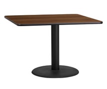 Flash Furniture XU-BLKTB-3636-TR24-GG 36'' Square Laminate Table Top with 24'' Round Table Height Base  - Walnut