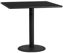 Flash Furniture XU-BLKTB-4242-TR24B-GG 42'' Square Laminate Table Top with 24'' Round Bar Height Table Base  - Black
