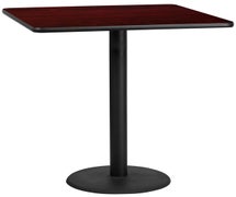 Flash Furniture XU-BLKTB-4242-TR24B-GG 42'' Square Laminate Table Top with 24'' Round Bar Height Table Base  - Mahogany