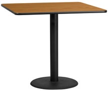 Flash Furniture XU-BLKTB-4242-TR24B-GG 42'' Square Laminate Table Top with 24'' Round Bar Height Table Base  - Natural